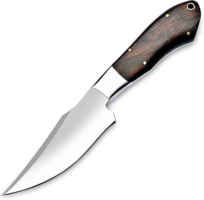 Zaby Hand Forged D2 Steel 10'' inches Fixed Blade Hunting Knife, Bushcraft Skinner Camping Outdoor Knife with Genuine Leather Sheath, Rose Wood Handle