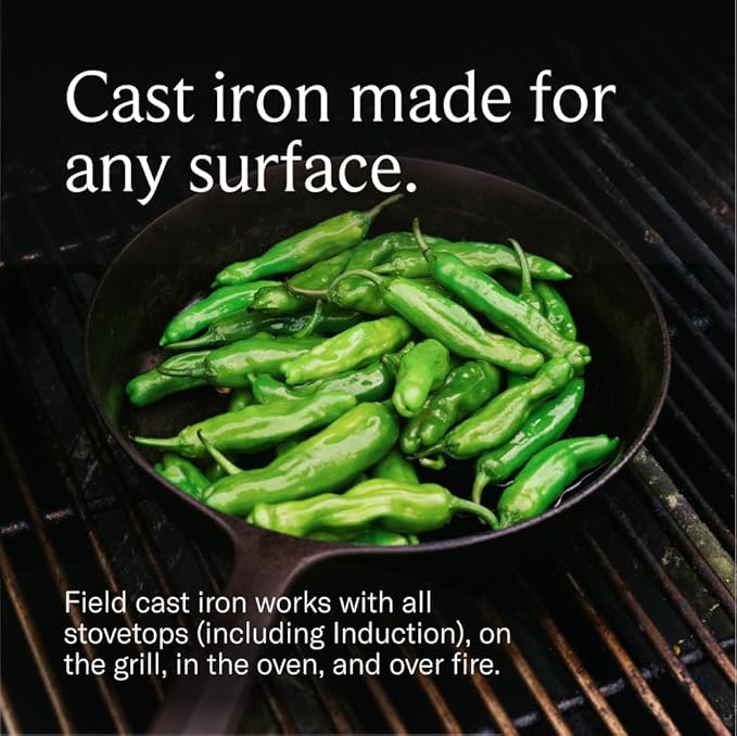 Field Company 8.38 Inch (Small) Cast Iron Skillet – No.6, Perfect for 2 Servings, Lightweight & Smooth, Preseasoned with Organic Oil – Made in USA, Non-Toxic, Vintage Design