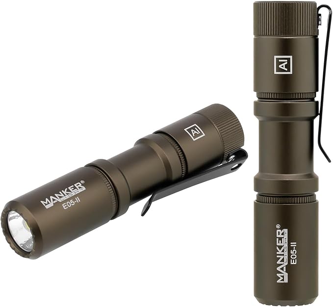 Manker E05 II High Output EDC Flashlight Eeay to Carry, for Camping, Hiking (Sand, 800 Lumens NICHIA 519A-V1 4000K R9080)