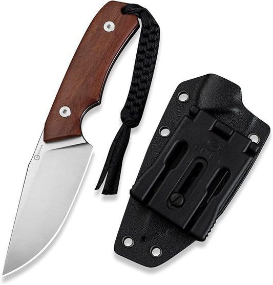 CIVIVI Gander Fixed Blade Knife with Kydex Sheath, 3.63" 14C28N Blade Full Tang Knife Guibourtia Wood Handle, Designed By Matt Gentry for Hunting Camping EDC C24058B-3