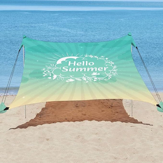 YUKIHOME Beach Tent Sun Shade Canopy Tent, UPF 50+ Camping Beach Sun Shelter 7 x 7ft 2 Pole, Lightweight, Easy Set Up and Carry