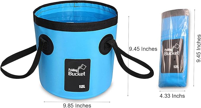 BANCHELLE Collapsible Bucket Water Container Portable Folding Camp Wash Basin for Outdoor Traveling Hiking Fishing Car Washing Gardening Camping (Blue, 12L)
