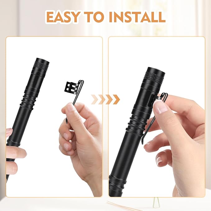20 Pieces Replacement Flashlight Clip for Removable Accessories, Black Pocket Clip, Pen Clip, Durable?�Lightweight?�Portable