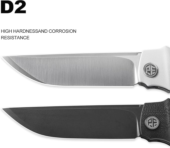 Petrified fish PFB04 Tena Folding Knife, 3.82" D2 Black Stonewashed Blade Carbon Fiber Handle Pocket Knife for EDC Camping Outdoor (Carbon Fiber Black Stonewashed)