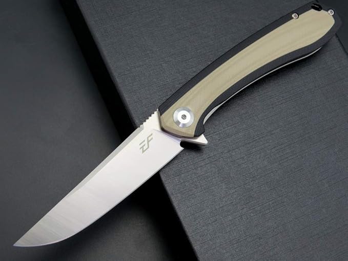 Eafengrow EF947 EDC D2 Folding Knife, G10 Handle Ball Bearing Folder with Locking Liner EDC Flipper Knife with Pocket Camping Hiking Survival Outdoor tool(DESERT)