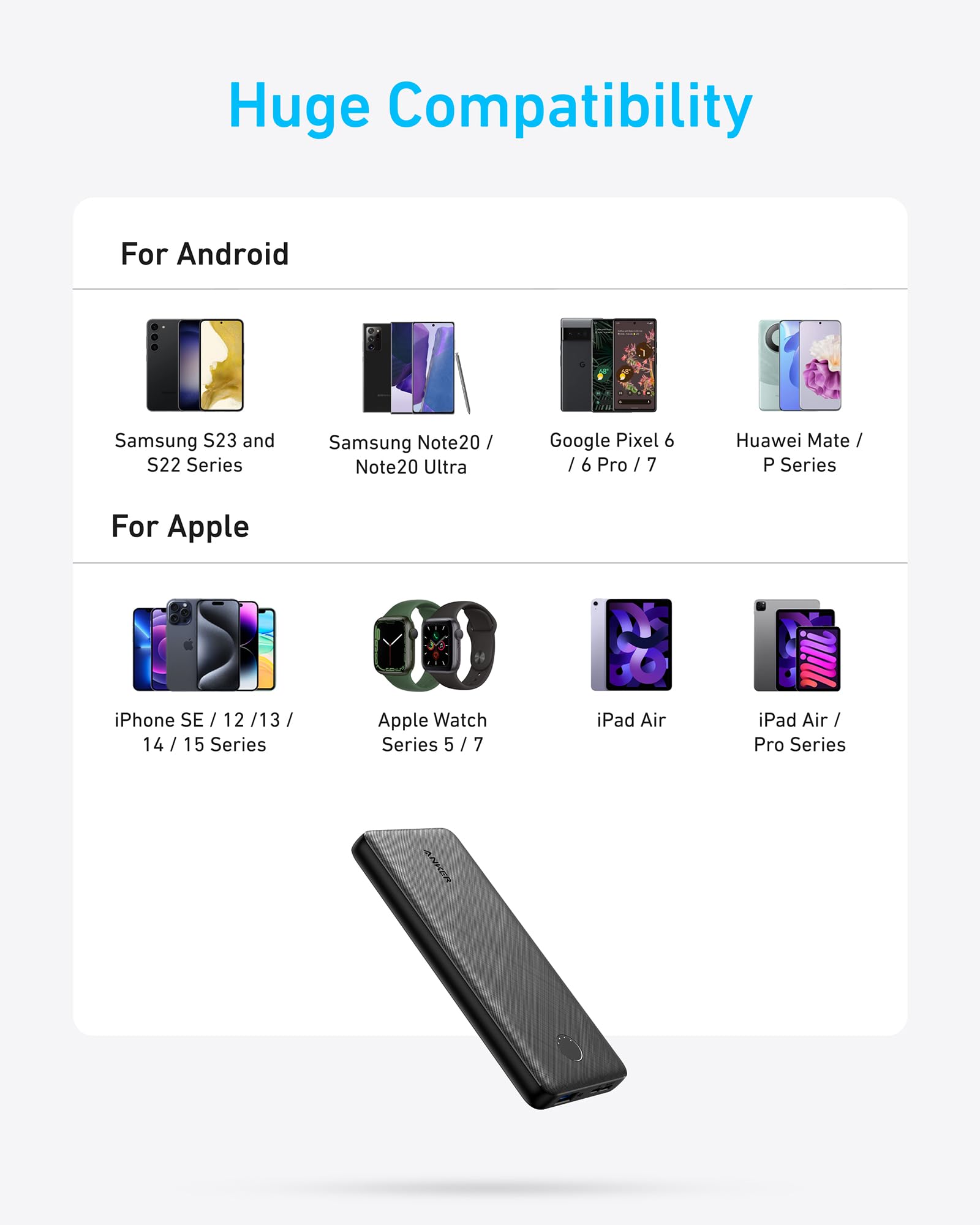 Anker Power Bank, 10,000mAh Portable Charger, PowerIQ USB-C Battery Pack