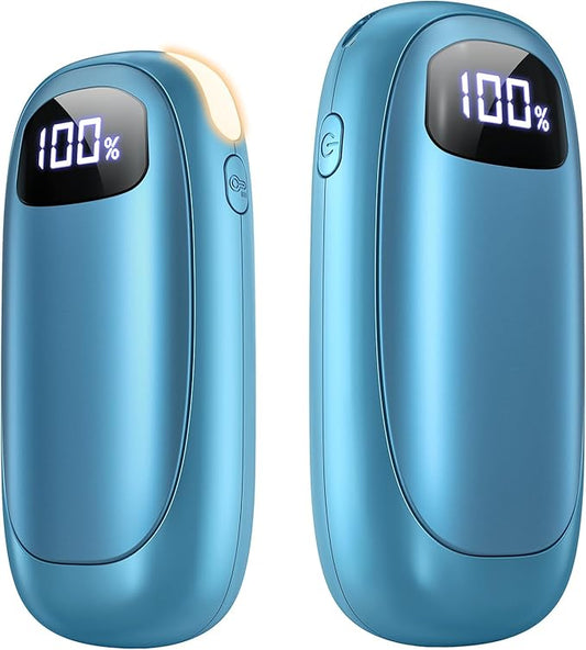 Hand Warmers Rechargeable 2 Pack, Electric Dual-Sided Heating with LED Display & Flashlight, Max 127?? 13Hrs Long Lasting Pocket Heater for Raynauds, Golf, Hunting Essentials, Gifts for Men Women