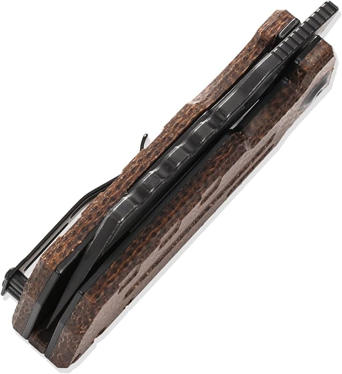 Sitivien ST155 Folding Knife,Sandvik 14C28N Steel Blade,Micarta Handle EDC Tool Knife Pocket Knife for Fishing,Camping,Hiking(Brown) …