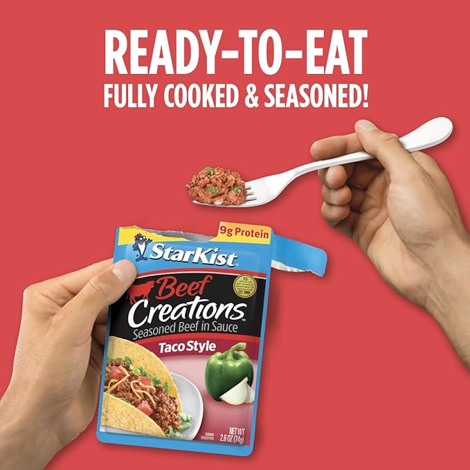 StarKist Beef Creations Taco Style, 2.6 oz Pouch, 12 pack