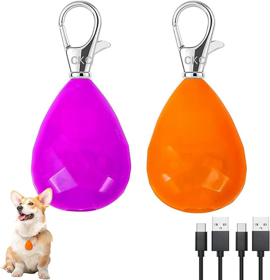 CHUKCHI 2Pack LED Rechargeable Dog Collar Lights, Light up Dog Collar, 3 Modes Dog Lights for Night Walking Waterproof Dog Light Safety for Running, Camping, Climbing, Bike