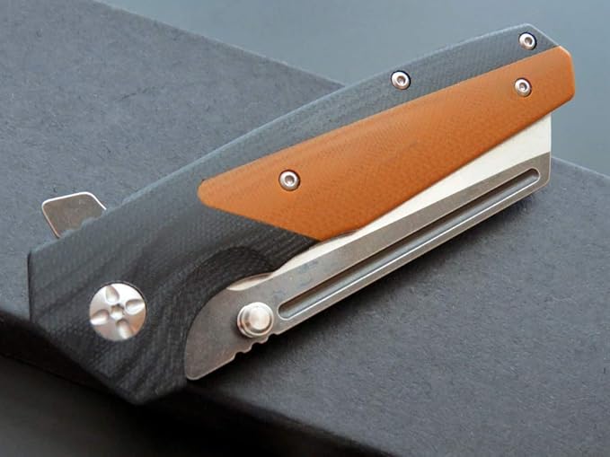 Eafengrow EF68 Folding Knife D2 Blade and G10 Handle with Clip Ball Bearing Everyday Carry Tool for Outdoor Rescue Survival (EF68-brown)