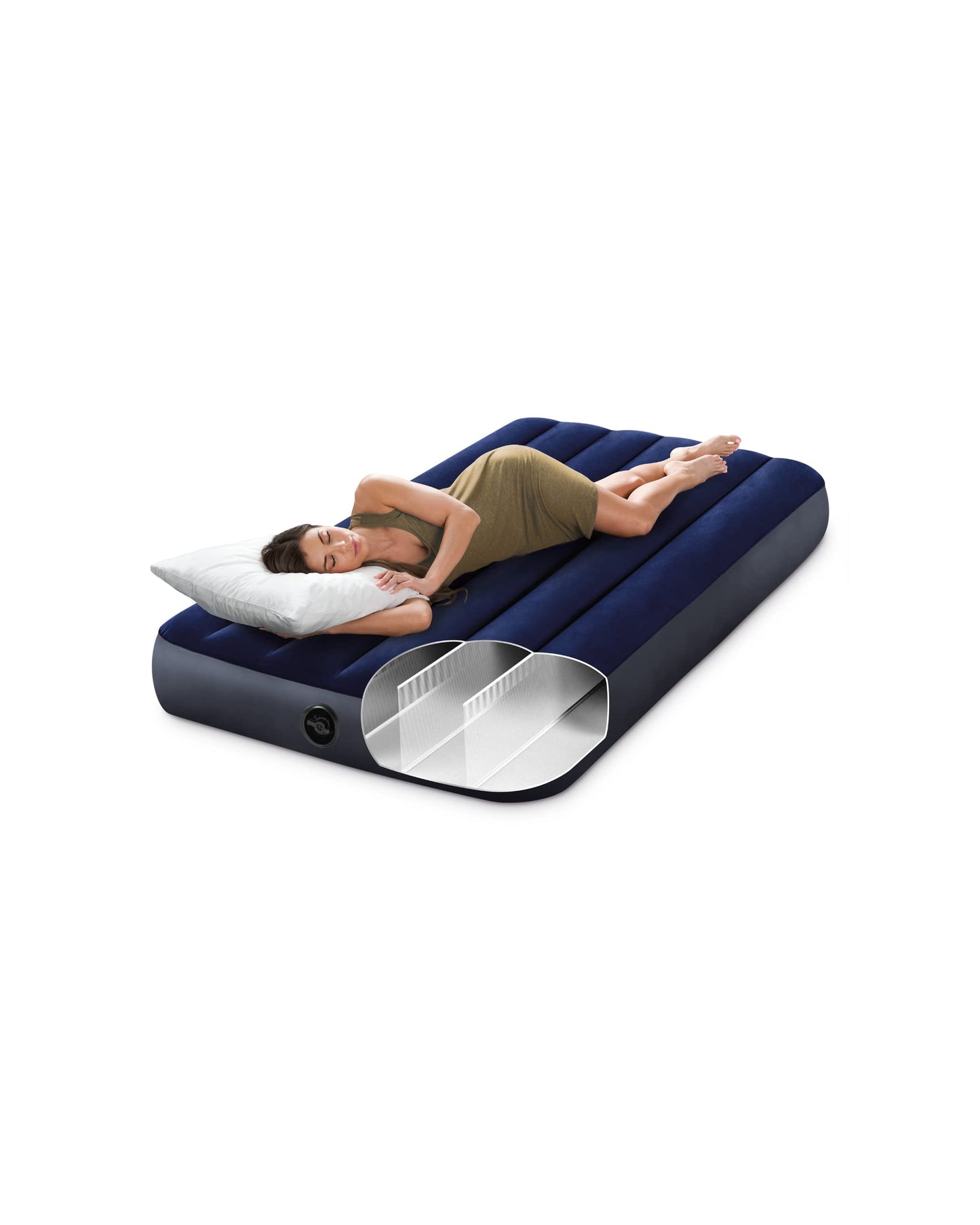 Intex 64757E Dura-Beam Standard Downy Air Mattress: Fiber-Tech - Twin Size - 10in Bed Height