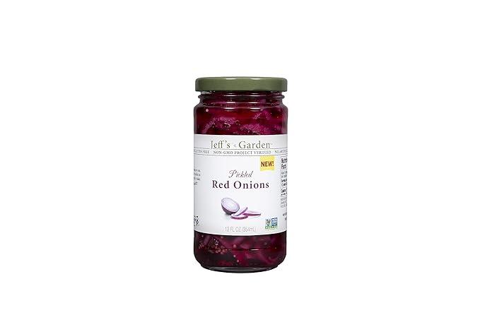 Jeff's Garden Pickled Onion Pack, Pickled Red Onion & Spicy Pickled Onion | Gluten Free | 12 Fluid Ounce Jar (Pack of 2)