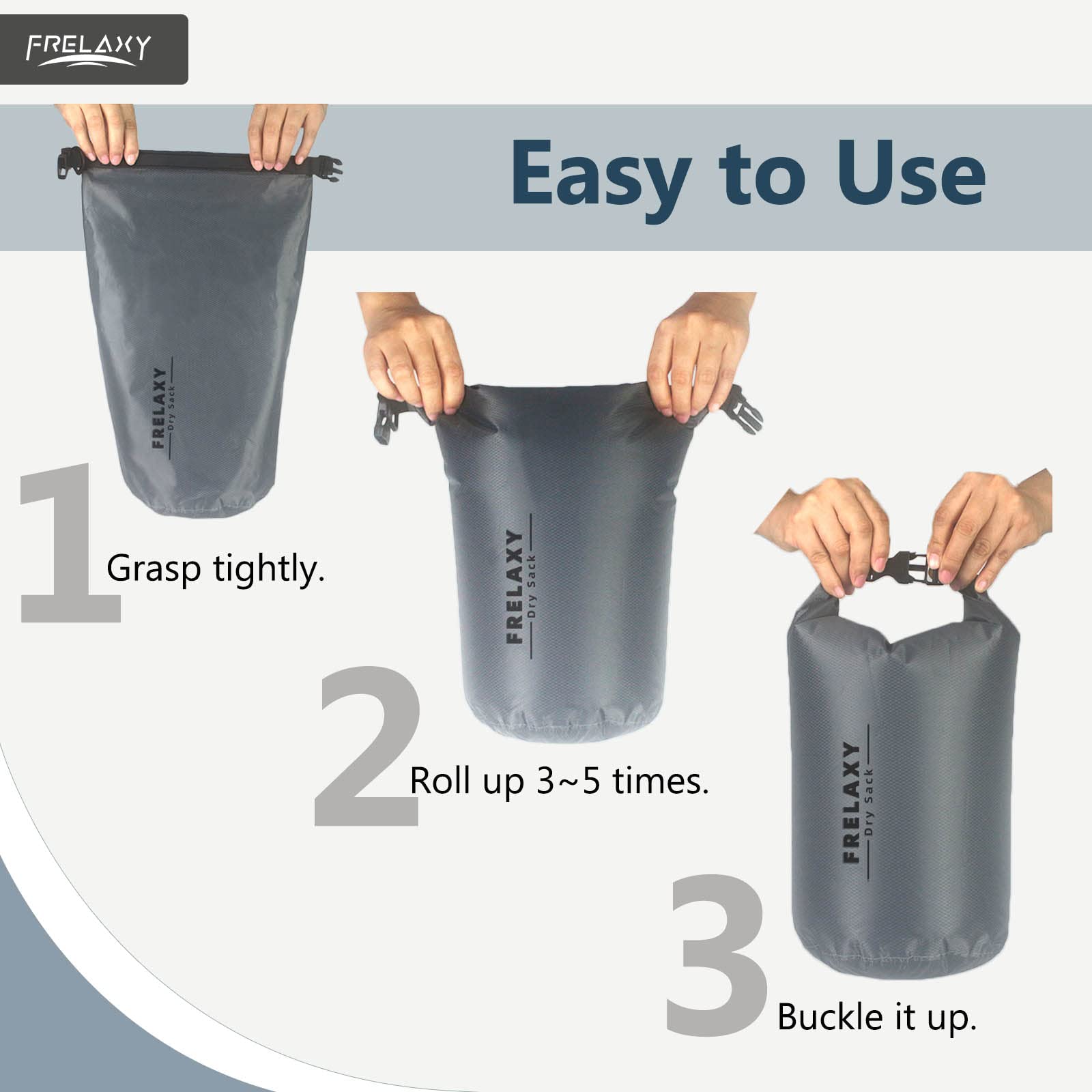 Frelaxy Waterproof Dry Bag 3 Pack, Lightweight Ripstop Dry Sack Set