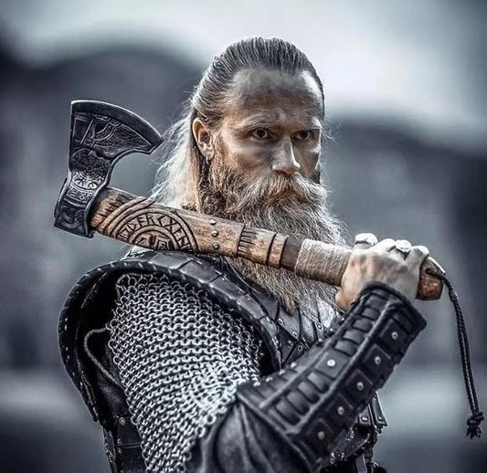 22-Inch Hand-Forged Viking Axe with Sheath, Hatchet with Sheath, Axe for Men, Survival Axe, Viking Bearded Camping Axe, Best Gift Axe