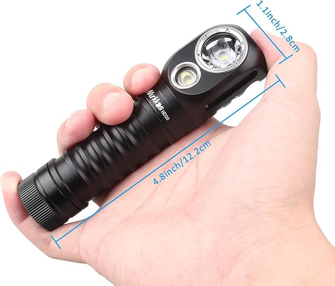 Wurkkos HD20 Rechargeable Headlamp Flashlight, Spotlight&Floodlight 90CRI 5000K Rechargeable Headlamp,2000Lumen Super Bright Headband Flashlight,IP68 Waterproof Headlamp for Camping Running(Black)