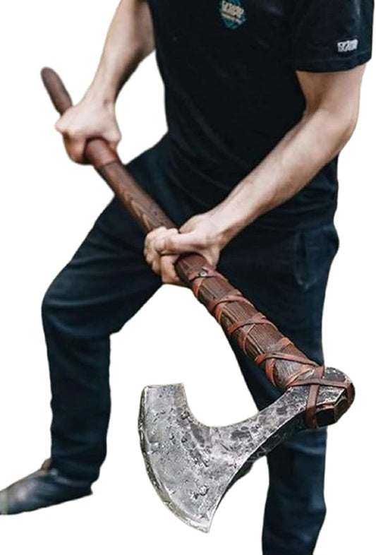 Forest Hunting |42”Two Handed Large Berserker Axe, Large Norse Axes,Scandinavian Style Viking Axe Double Headed ax, Real Battle ax, Wood Handle self Defense Weapons War Hatchet (Large Norse Axe)