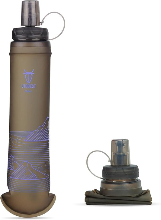 Soft Flask, 1 Pack Flexible TPU Hydration Water Bottle, Collapsible for Running, Hiking, Cycling, Climbing, and Marathon