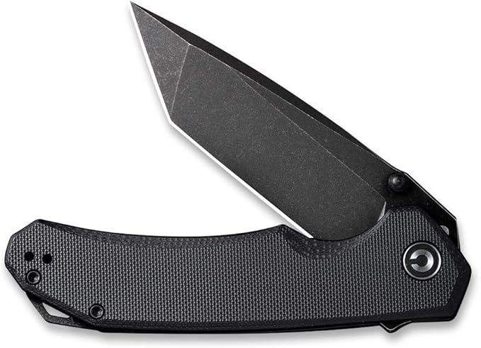 CIVIVI Brazen Folding Pocket Knife,3.5-Inch Tanto D2 Plain Blade,G-10 Outdoor Camping Hiking Knife with Thumb Studs and Flipper opener,Unique Tool Gift for EDC Men Women C2023C (Black)