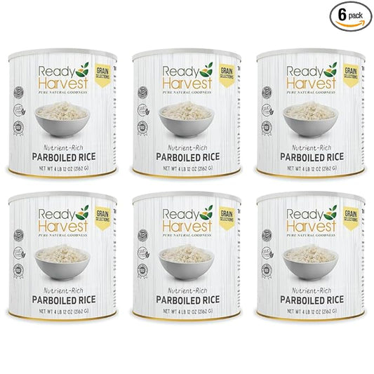 Ready Harvest Parboiled Rice White Rice | Emergency Food, Survival Food, Bug Out Bag, Camping Essentials, Camping Food, Pantry Staples | Preparedness Items #10 Can | 25-year Shelf Life 4lbs
