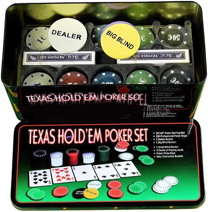 Poker Chip Set with Aluminum Storage Box,200 Pcs Poker Chips,2 Pack Pokers,1 Professional Table Cover and 3 Dealer Buttons