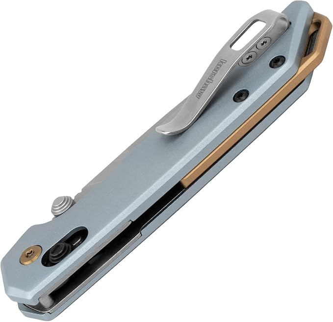 Kershaw Mini Iridium Folding Pocket Knife, 3 inch D2 Steel Blade, DuraLock, Aluminum Handle, Pocketclip