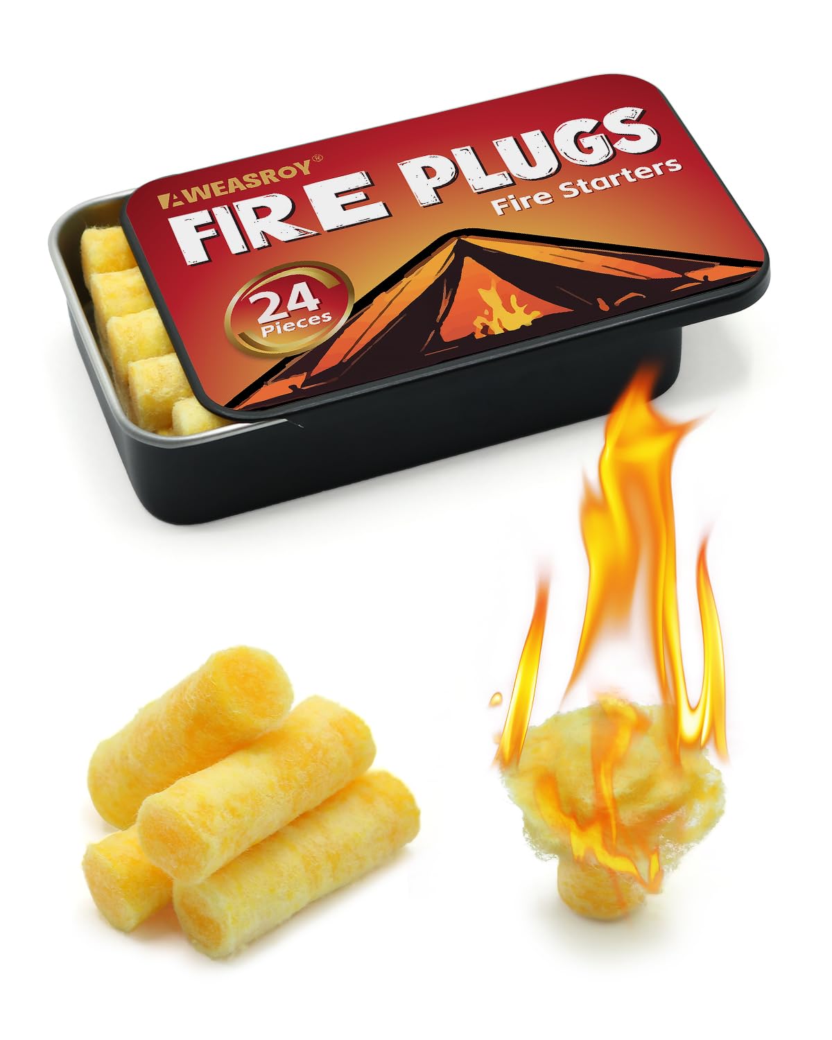 AWEASROY Fire Plugs Fire Starters, Windproof Long Brun Survival Tools 24pcs