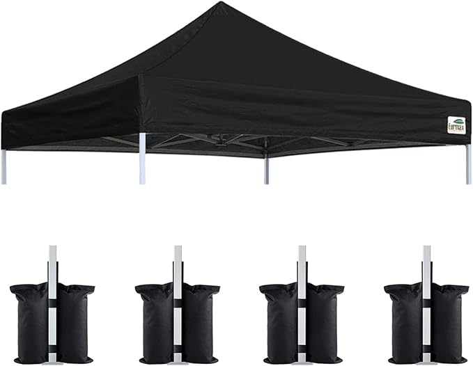 Eurmax USA New 10x10 Pop Up Canopy Replacement Canopy Tent Top Cover, Instant Canopy Top Cover ONLY, Choose 30 Colors,Bonus 4PC Pack Weight Bag (Black)
