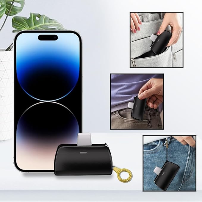 WAVYPO Keychain Portable Charger 2500mAh, Cell Phone Portable Power Bank Pack Mini Power Emergency Pod Fast Charging Compatible for iPhone 14/14 Pro Max/13/13 Pro Max/12/12 Pro Max/11/XR/X/8 (Black)