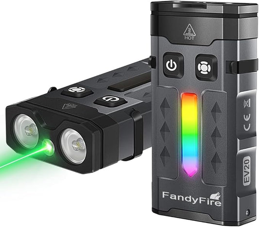 1100 Lumen Small EDC Keychain Flashlight with Green Beam - Rechargeable RGB LED Clip on Flashlight, Multi-Functional and Magnetic Tail Suitable for Outdoor Emergency Gear