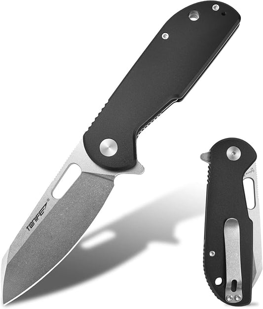 TONIFE Galaxy Mini Folding Knife with D2 Steel Blade and Aluminum Handle, EDC Pocket Tool for Camping, Hiking, and Survival (Black Stone Wash)