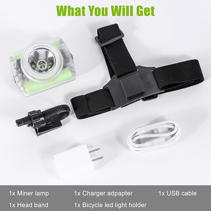 Mode: Lamp-40A Rechargeable Hard Hat Miner Light Multipurpose Headlight IP68 Waterproof Mining Light for Mining Riding Outdoor Activities