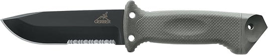 Gerber Gear LMF II Infantry Survival Knife, Military Grade Tactical Fixed Blade with Serrated Edge, Shock Absorbing Handle, Molle Sheath and Sharpener, Green