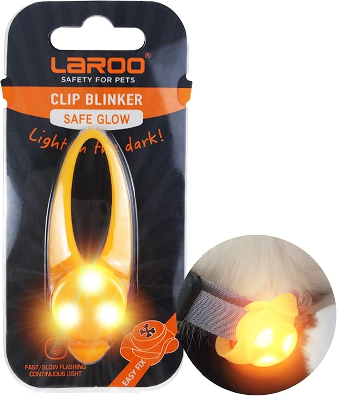 LaRoo Dog Lights for Night Walking - Led Dog Collar Lights for Nighttime, Clip On Light up Dog Collar Walking Flashlight（Orange）