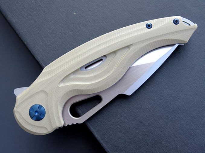 Eafengrow EF936 Pocket Knife,G10 Handle D2 Steel Blade Knife with Ball Bearing Safe Open Flipper Knife Liner Lock Tactical Tool Knives for Camping Survival Hiking (desert)