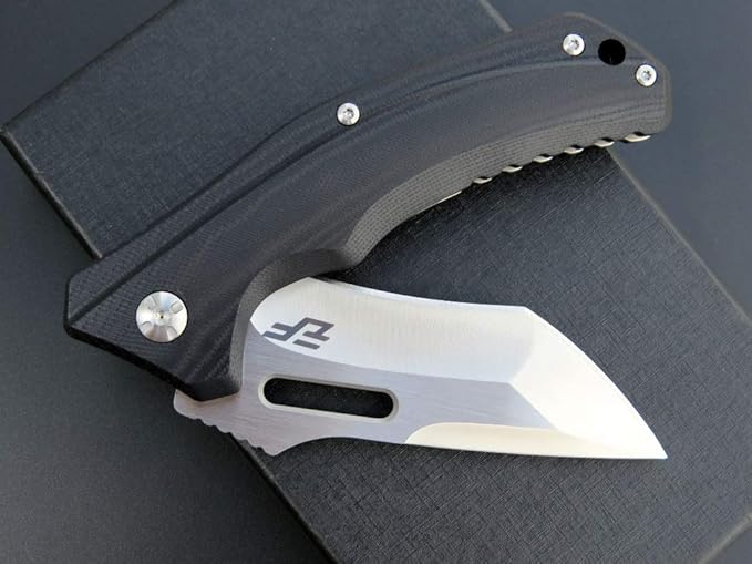 Eafengrow EF908 Pocket Knife Sanding Finished D2 Steel Blade G10 Handle Pocket Clip and Liner Lock with Titanium Coating Tactical Camping Survival Tool Knives (BLACK)