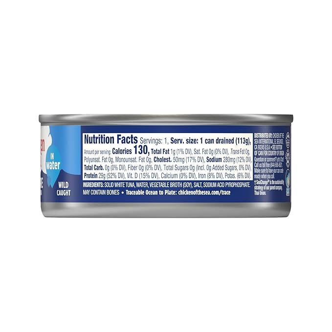 Chicken of the Sea Solid White Premium Albacore Tuna in Water, 5 oz. Can (Pack of 1), Wild Caught Tuna