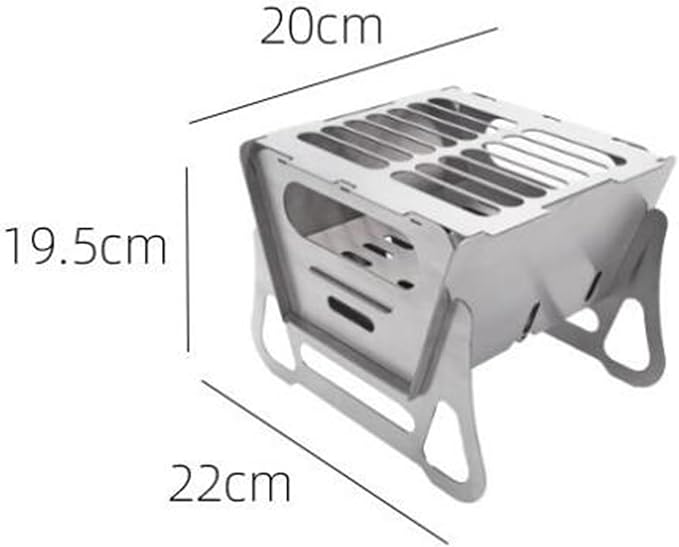 zeng Portable Stainless Steel Camping Grill ??Foldable BBQ Charcoal Grill for Outdoor Cooking, Camping, Picnics (7.87"x8.66"x7.68", 5 lbs)