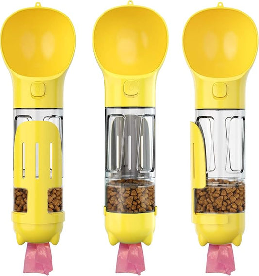 DoqiPaw Dog Travel Water Bottle Leak Proof No Spill Lead Leash Waterer Feeder Accessory Alternative to Dispenser Portable Pet Bowl Large Dogs(500ml) (Yellow)
