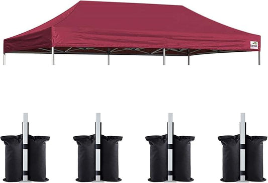 Eurmax USA 10x20 Pop Up Canopy Replacement Canopy Tent Top Cover, Instant Canopy Top Cover ONLY, Choose 30 Colors,Bonus 4PC Pack Weight Bag (10x20, Burgundy)
