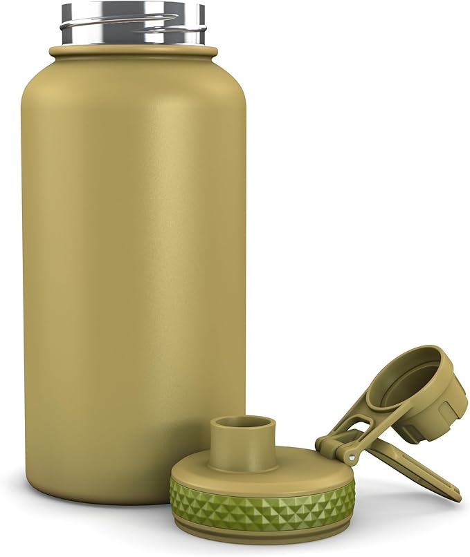 Combat Canteen - 32oz Insulated Water Bottle with Paracord Handle, Stainless Steel Water Jug with Rugged Pockets for Keys, Wallet & Phone - Green Digital Camo