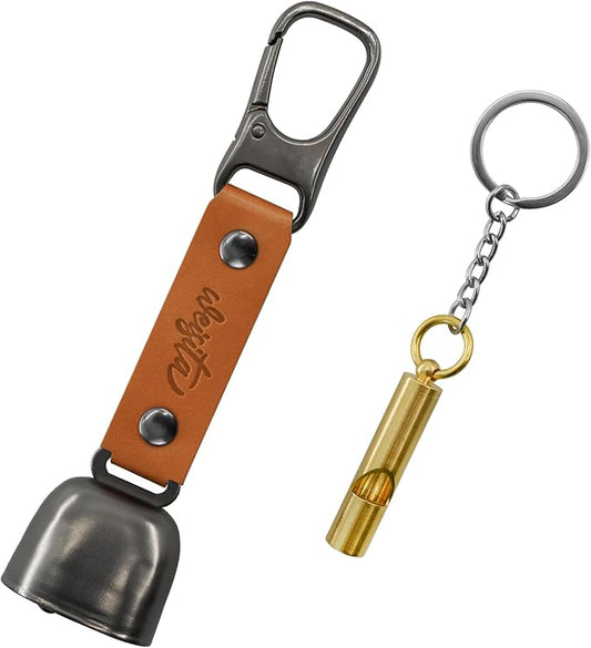 MrMrKura Bear Bells with Emergency Whistles for Bear Deterrent, Loud Bells Bear Deterrent Devices with Magnetic Silencer to Scare Bear Outdoor Bear Proof Bear Bell for Hiking Camping Climbing