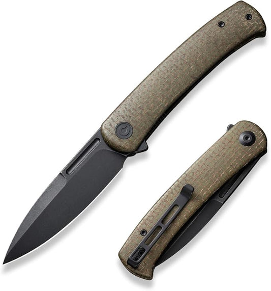 CIVIVI Caetus Pocket Knife for Men,Flipper Knife with 3.48" 14C28N Steel Blade Burlap Micarta Handle, Folding Knife with Liner Lock for Ideal Gift C21025C-3