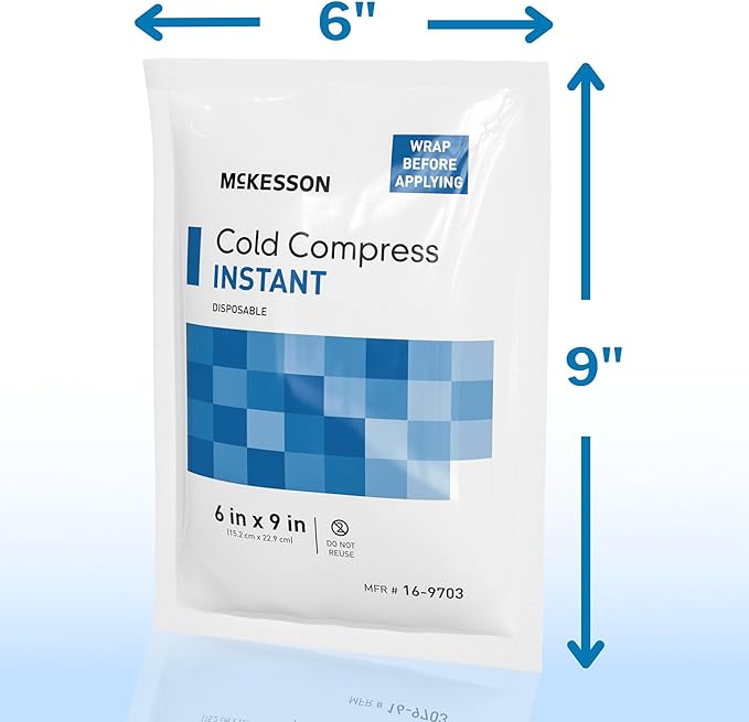 McKesson Instant Cold Packs 6" x 9" [24 Pack] – Instant Ice Packs for Injuries Disposable, Pain Relief, Swelling, Sprains – Travel Cold Compress for Sports, First Aid, Toothache