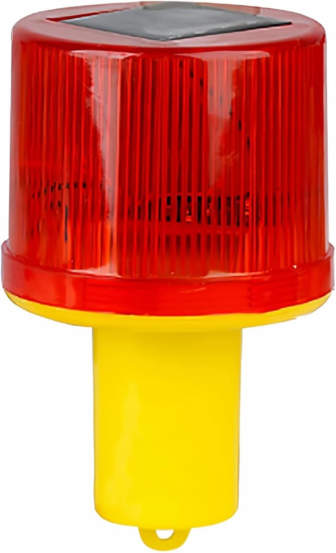 Solar Strobe Warning Light: Single Column Super Bright CHKL Waterproof IP54 for Construction Traffic Dock Marine Light Control Flashing (Thickened Handle)