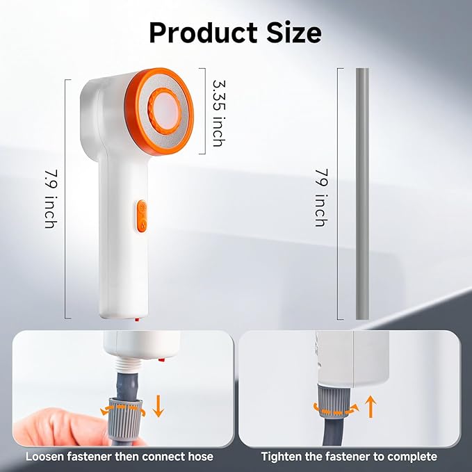 Rocalt Portable Camping Shower, Handheld Electric Shower with LED Light and USB-C, Integrated Design of Water Pump with Filtration, IPX6 Waterproof Outdoor Shower for Hiking, Pet Cleaning, Travel, Car