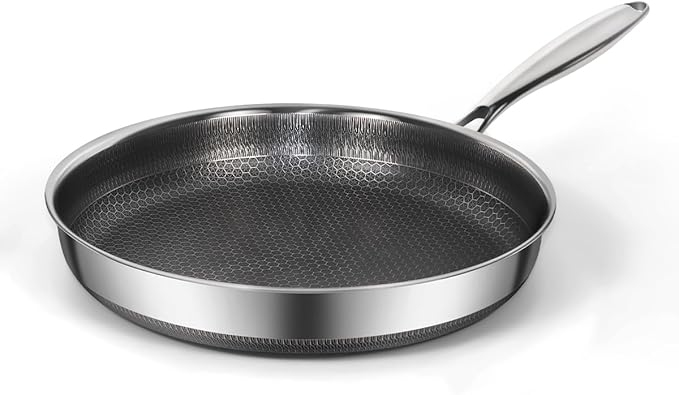 Stainless Steel Pan, Nonstick Frying Pan, 10.8inch PFOA-Free, Stay-Cool Handle Easily Cleaned Induction Cooktops are Suitable, Compatible with All Cooktops