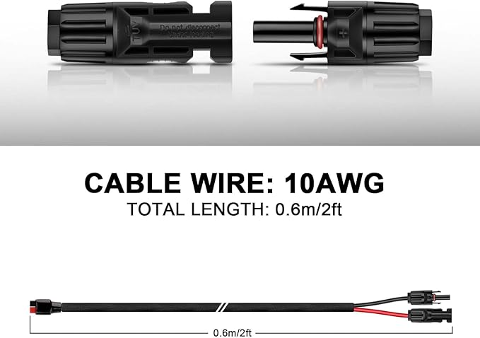 iGreely Connector Solar Panel Cable Kits for Solar Panel RV Marine Boat Portable Solar Generator Power Station 10AWG 60cm/2ft