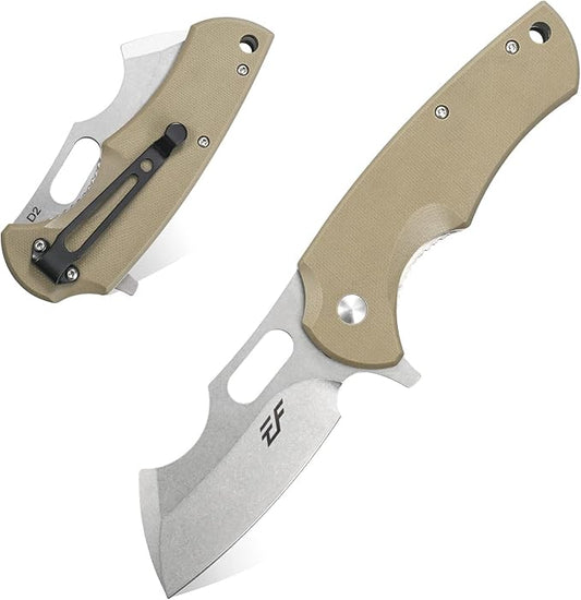Eafengrow Pocket Knives D2 Blade and G10 Handle Folding Camping Knife Mini Outdoor Pocket Knife Survival Tool (EF13-brown)