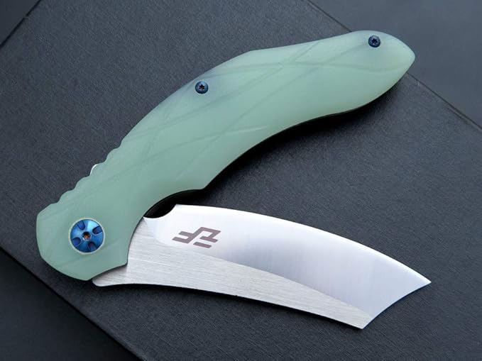 Eafengrow EF919 Folding Knife with Pocket Clip D2 Steel Blade G10 Handle EDC Tool Outdoor Knives for Camping Fishing Hiking (Jade)
